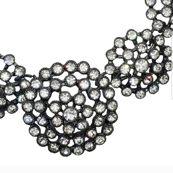 VINTAGE GUNMETAL & CZ FASHION NECKLACE - Picture 5 of 6